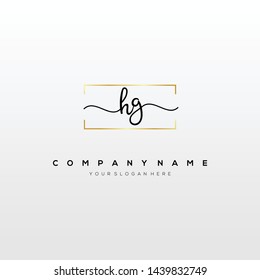 HG handwriting initial logo template vector.