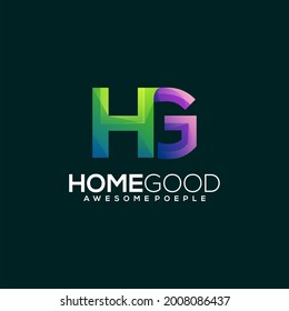 Hg Ietter Logo Gradient Colorful Illustration