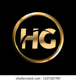 HG initial circle company logo gold black background