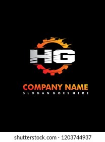 HG Initial with gear template vector