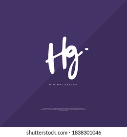 HG Initial handwriting or handwritten logo for identity. Logo with signature and hand drawn style.