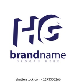 HG initial letter with negative space logo icon vector template