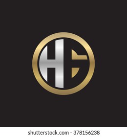 HG initial letters circle elegant logo golden silver black background