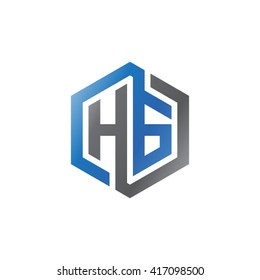 HG initial letters looping linked hexagon logo black gray blue