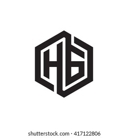 HG initial letters looping linked hexagon monogram logo