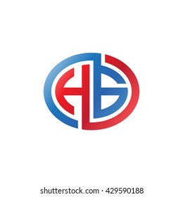 HG initial letters looping linked ellipse logo red blue