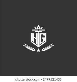 Diseño del logotipo de la marca del monograma inicial de HG para la Imagen del Vector de la corona