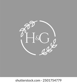HG initial monogram decoration for wedding logo with creative leaf line