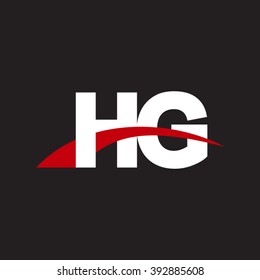 HG initial overlapping swoosh letter logo white red black background
