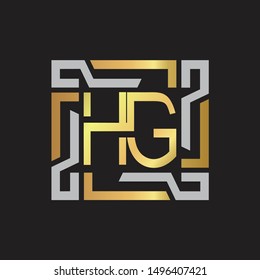 HG Letter logo initial capital monogram with abstract ornament