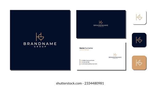 HG Letter Luxury Logo Bundle With Business Card And Icon vector
