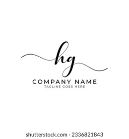 HG or hg letter mark abstract calligraphy vector logo design