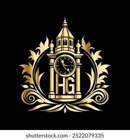HG Lettering Monogram. Heraldic Coat of Arms decorative logo isolated vector illustration.
