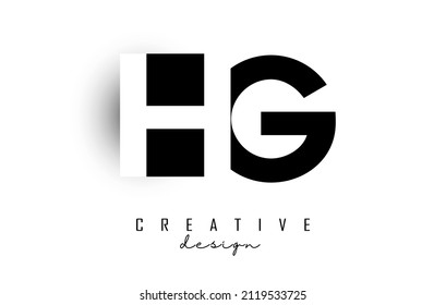 HG letters Logo with negative space design. Vector illustration with with geometric typography. Creative icon with letters.