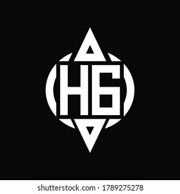 HG Logo with circle rounded combine triangle top and bottom side design template