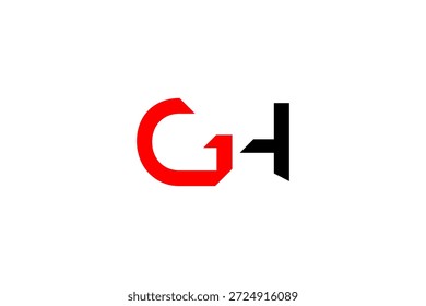 Diseño de logotipo de HG con letras modernas estilizadas, esquema de color negro y rojo para un uso versátil de la marca