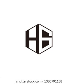 HG Logo Initial Monogram Negative Space Designs Modern Templete with Black color and White Background