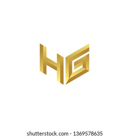 HG Logo letter initial 3d designs templete with gold colors