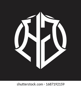 Monograma del logotipo HG con emblema y plantilla de diseño redondeado en círculo