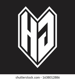 HG Logo monogram with emblem line style isolated on black background