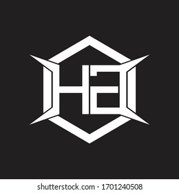 HG Logo monogram with hexagon and four taper shape design template