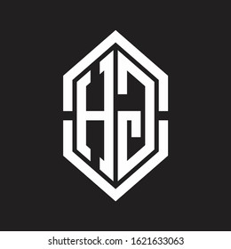 HG Logo monogram with hexagon shape and outline slice style with black and white