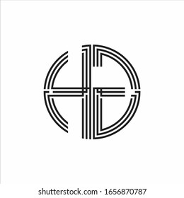 HG Logo monogram triple ribbon style line design template isolated on white background