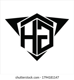 Monograma del logotipo HG con flecha de alas alrededor de la plantilla de diseño sobre fondo blanco