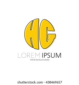 HG Logo. Vector Graphic Sphere Branding Letter Element. White Background