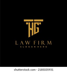 Logotipo inicial del monocultivo HG para la firma de abogados con diseño de hitos