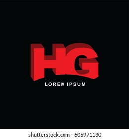hg red block initial letter brand logo template logotype single color