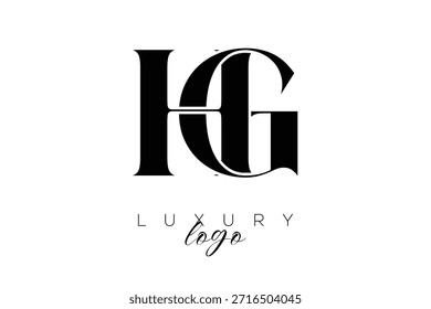 Logotipo de la tipografía del monograma de la letra de HG Serif para la identidad elegante de la marca de Premium