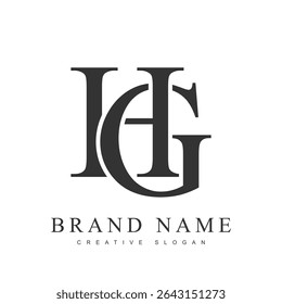 HG trendy logotype template. Initial letter h and g classic font style. Creative logo for company name or identity. Vector illustration.
