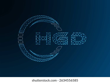 Diseño de Vector de logotipo de letra polivinílica baja HGD. Diseño de logotipo de poliéster inferior HGD. 