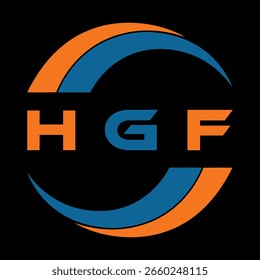 HGF diseño de la letra. Diseño de logotipo de tecnología de letras HGF sobre un fondo negro. HGF Diseño de logotipo de monograma para un emprendedor y negocio	