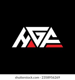 HGF triangle letter logo design with triangle shape. HGF triangle logo design monogram. HGF triangle vector logo template with red color. HGF triangular logo Simple, Elegant, and Luxurious design.