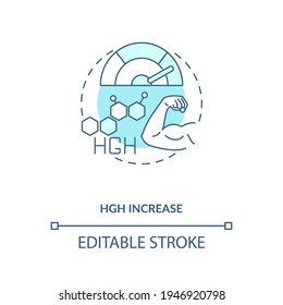 HGH increase blue concept icon. Human growth hormone. Improve performance. Intermittent fasting benefits idea thin line illustration. Vector isolated outline RGB color drawing. Editable stroke