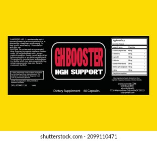 HGH support labe design supplement label design