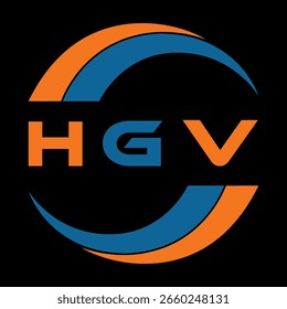 Diseño de carta HGV. Diseño de logotipo de tecnología de letras HGV sobre fondo negro. HGV Diseño de logo Monogram para un emprendedor y negocio	