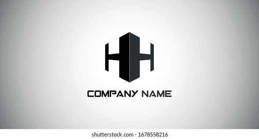 HH 3D box letter initial real estate logo design vetcor