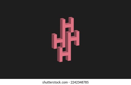 HH 3D vector logotype. HH. Monogram of Two letters HH. Simple HH logo design. Vector illustration template.