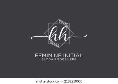 HH beauty monogram and elegant logo design handwriting logo of initial signature, wedding, fashion, floral and botanical with creative template.