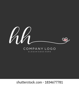 Logotipo inicial del vector de belleza HH, logotipo de escritura a mano de firma inicial, boda, moda, joyería, boutique, floral y botánica con plantilla creativa para cualquier empresa o negocio.