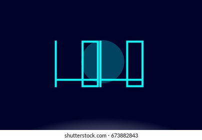 hh h h blue line circle letter logo alphabet creative company vector icon design template