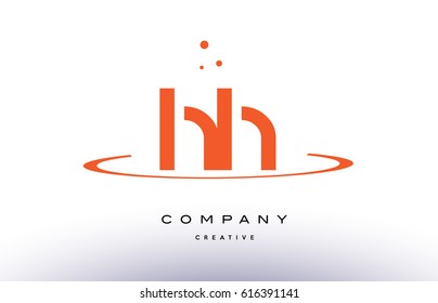 HH H H creative orange swoosh dots alphabet company letter logo design vector icon template