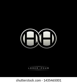 HH H initial letter linked circle capital monogram logo modern template silver color edition