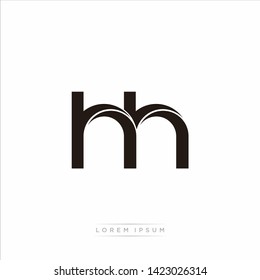 hh h Initial Letter Split Lowercase Modern Monogram linked outline rounded logo