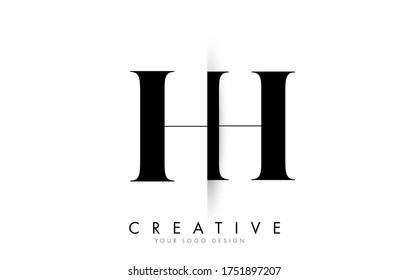 HH H H Letter Logo Design with Creative Shadow Cut Vector Illustration Design.