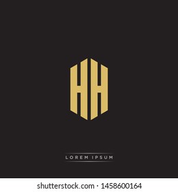 HH H Logo Emblem Capital Letter Modern Template EPS 10 With Black Background