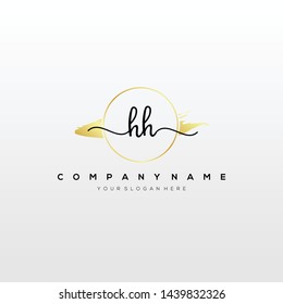 HH handwriting initial logo template vector.